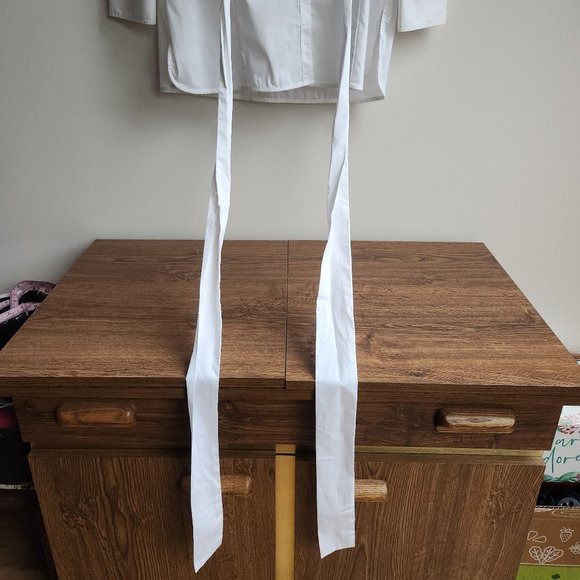 Vintage Le Chateau White Dress Shirt with Attached Tie-Belt Size L NWT - Picture 5 of 10